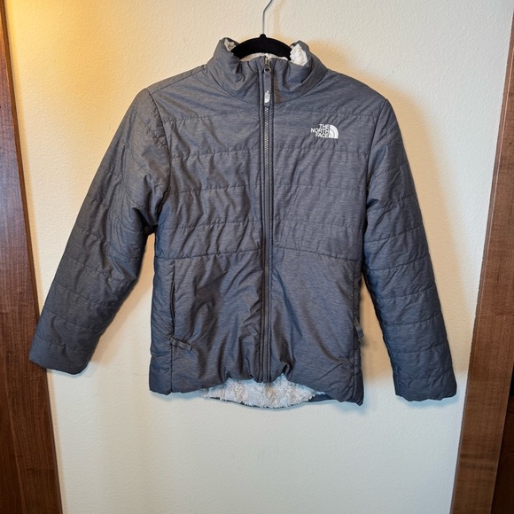 Girls The North Face‎ winter jacket size L (14-16) grey zip no hood. - Picture 1 of 5